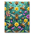 Whimsical Golden Bee and Floral Meadow Rug
