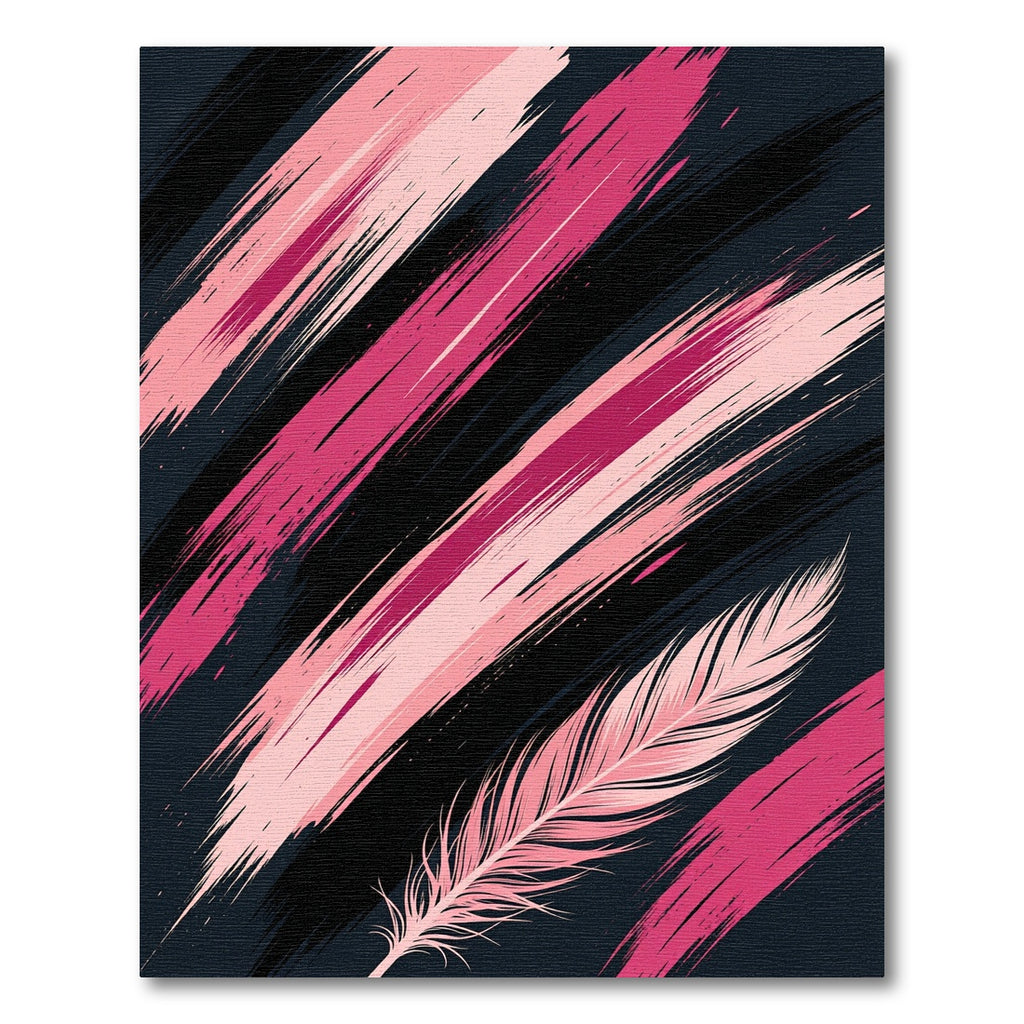 Pink Feather Abstract Brush Stroke Rug