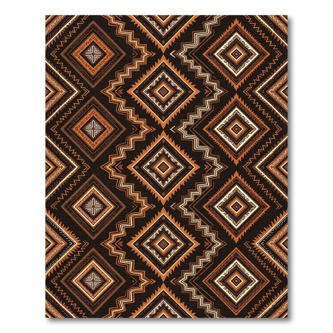 Earthy Brown Geometric Aztec Diamond Rug