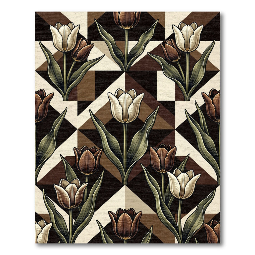 Art Deco Tulip Geometric Coffee Rug