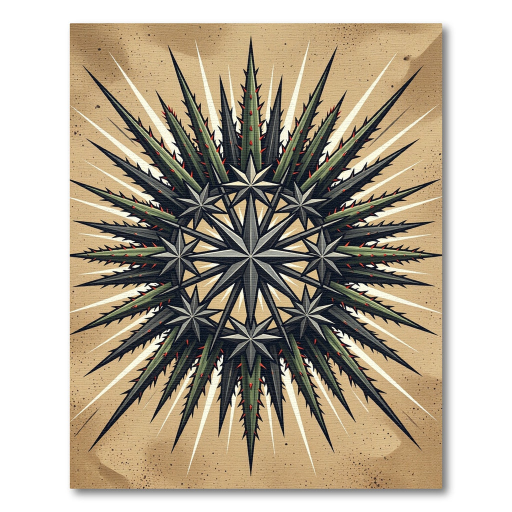 Earthy Green Thistle Compass Star Medallion Rug