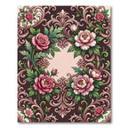 Ornate Pink Floral Scrollwork Rug