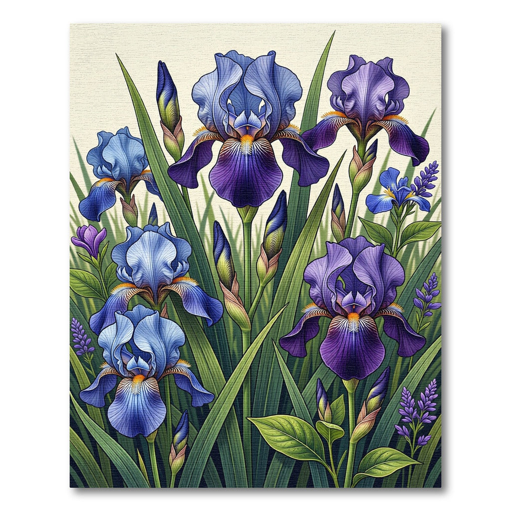 Vibrant Purple Iris Garden Botanical Rug