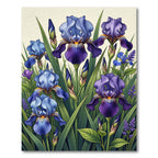 Vibrant Purple Iris Garden Botanical Rug