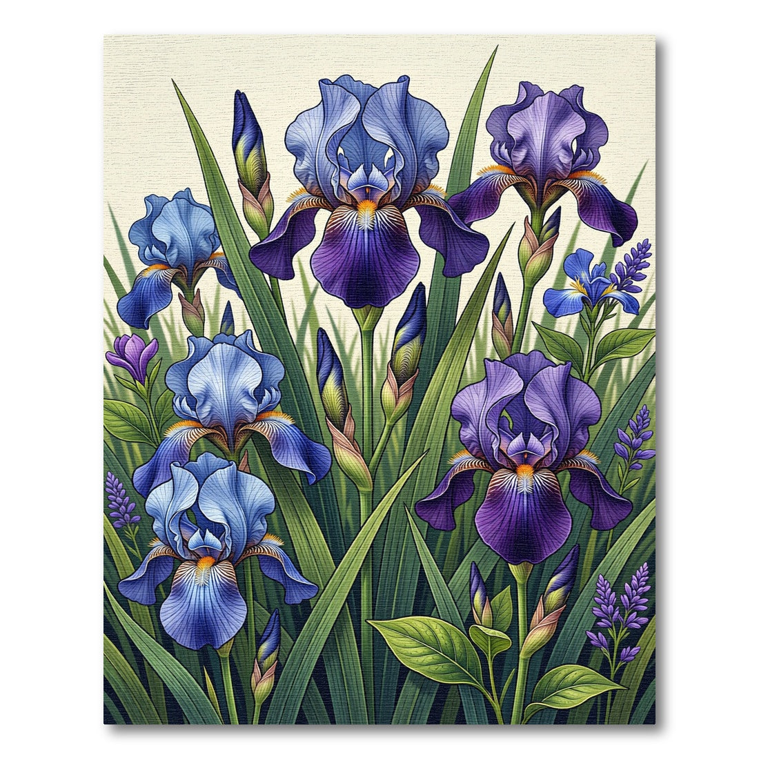 Vibrant Purple Iris Garden Botanical Rug