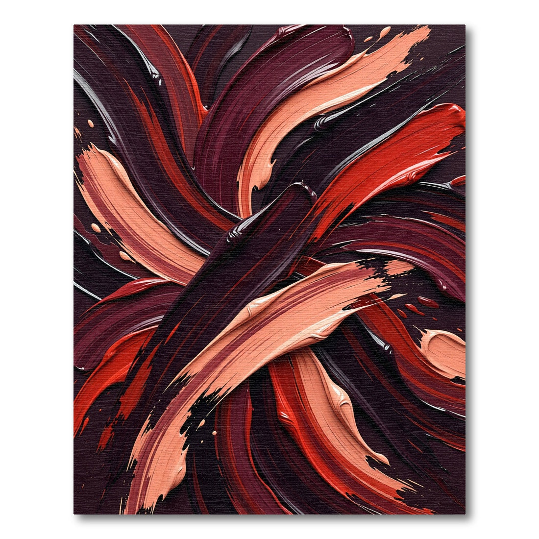 Bold Crimson and Nude Abstract Swirl Rug
