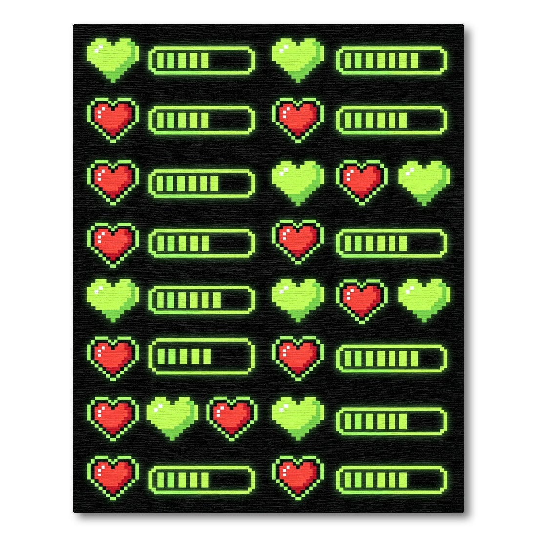 Neon Pixelated Heart Gaming Grid Rug