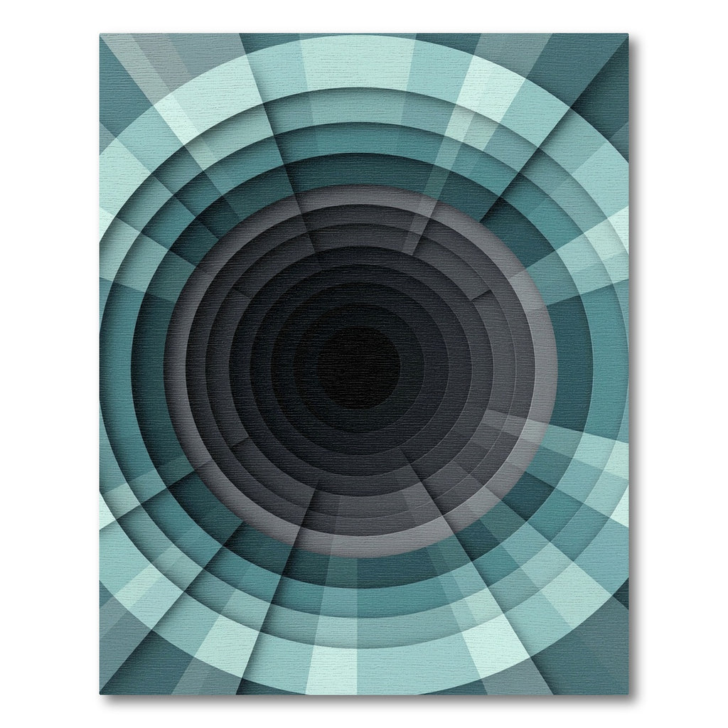 Modern Teal Circular Tunnel Gradient Rug