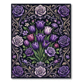Elegant Regal Purple Floral Rose Bouquet Rug