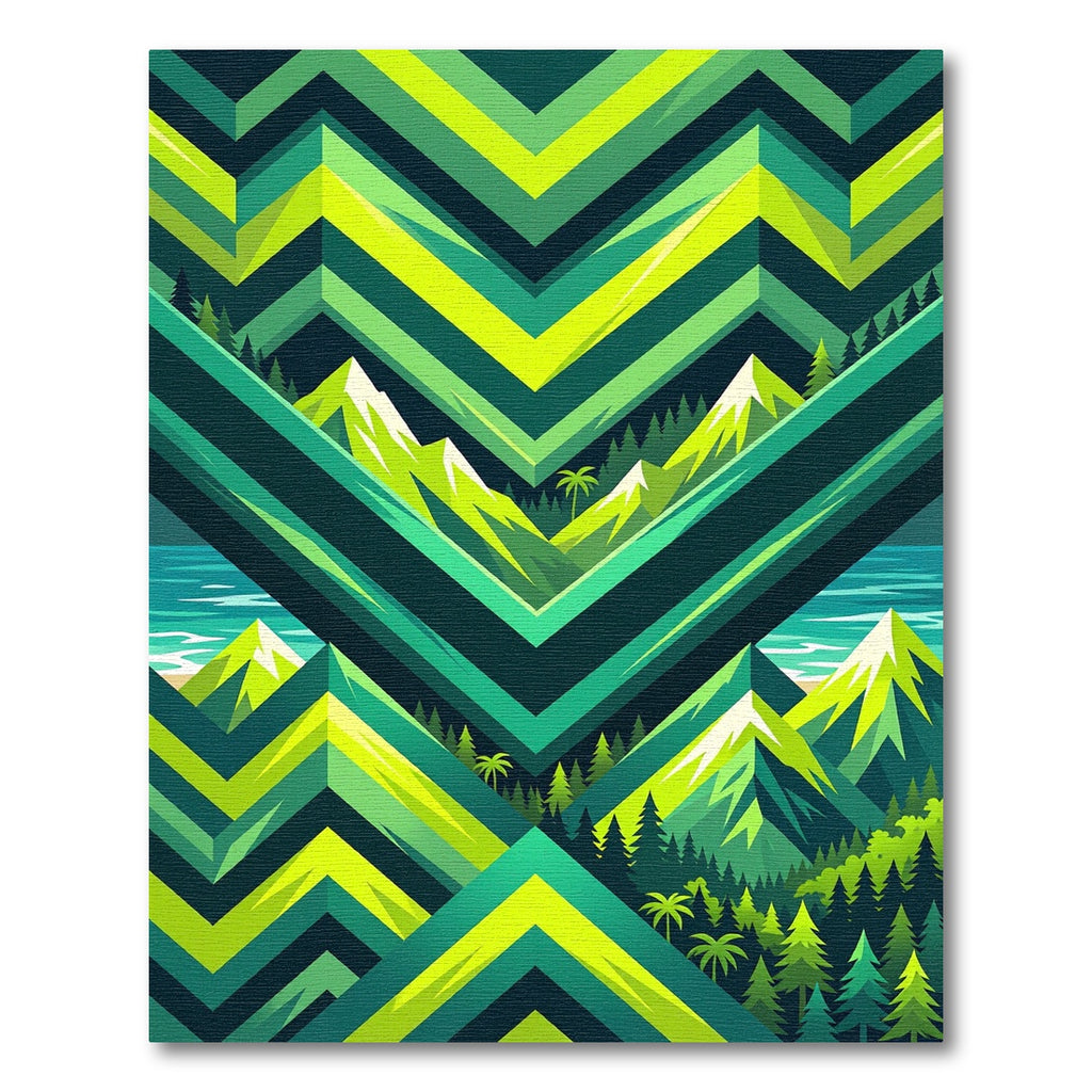 Emerald Mountain Peaks Geometric Landscape Rug
