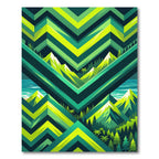 Emerald Mountain Peaks Geometric Landscape Rug