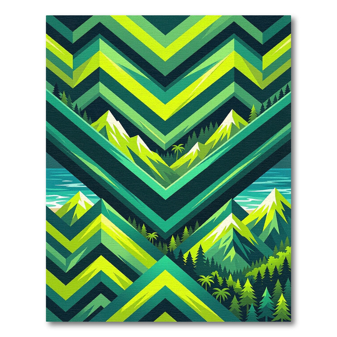 Emerald Mountain Peaks Geometric Landscape Rug