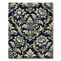 Elegant Gold Floral Damask Navy Backdrop Rug