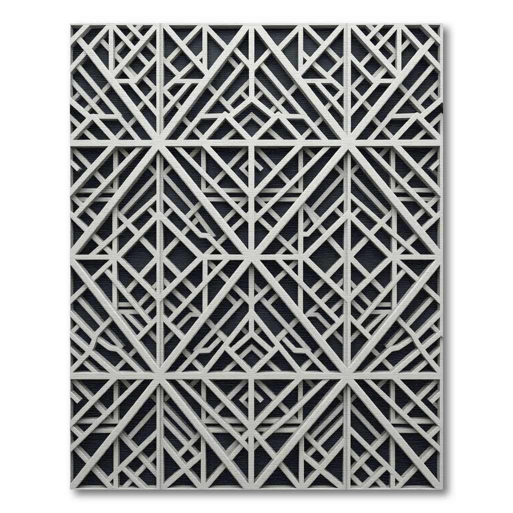 Sophisticated Ivory Geometric Intertwined Lattice Rug
