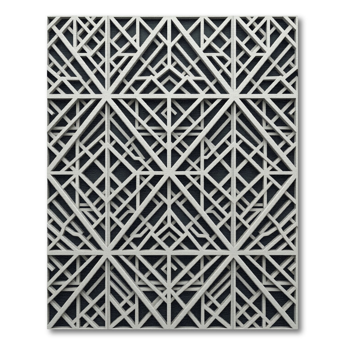 Sophisticated Ivory Geometric Intertwined Lattice Rug