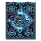 Celestial Blue Sunburst Geometric Rug