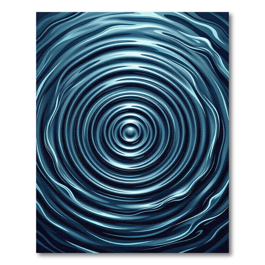 Deep Blue Concentric Ripple Rug