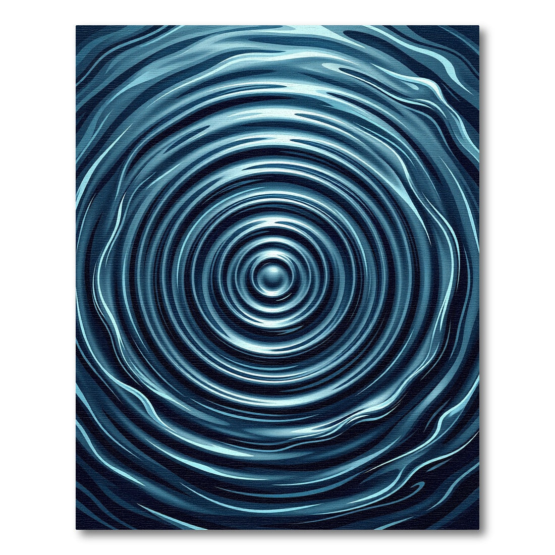 Deep Blue Concentric Ripple Rug
