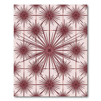 Burgundy Starburst Geometric Mid Century Rug