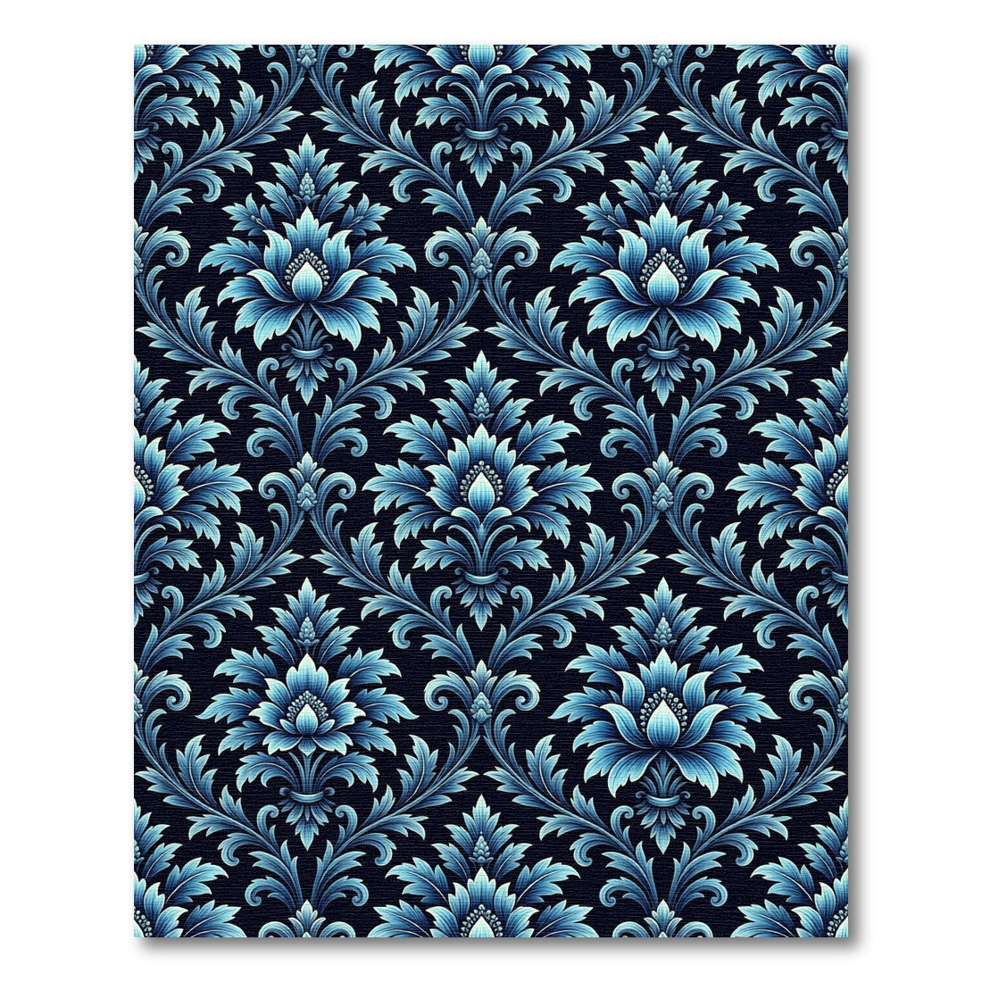 Classic Blue Floral Damask Rug