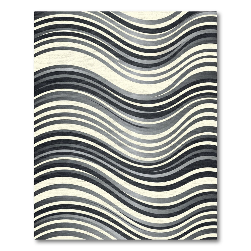 Monochromatic Wavy Stripe Ribbons Rug