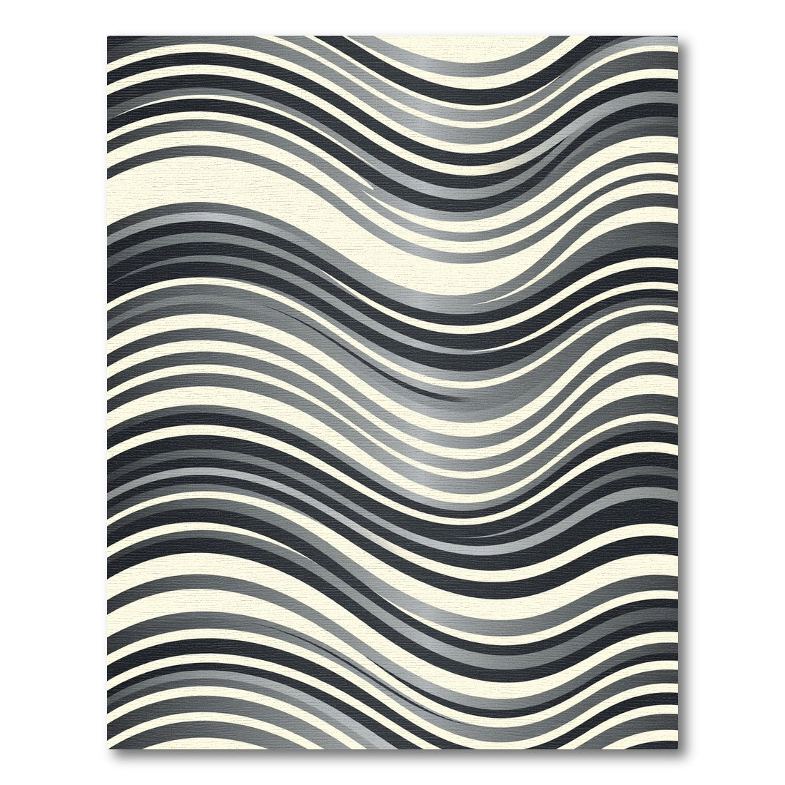 Monochromatic Wavy Stripe Ribbons Rug