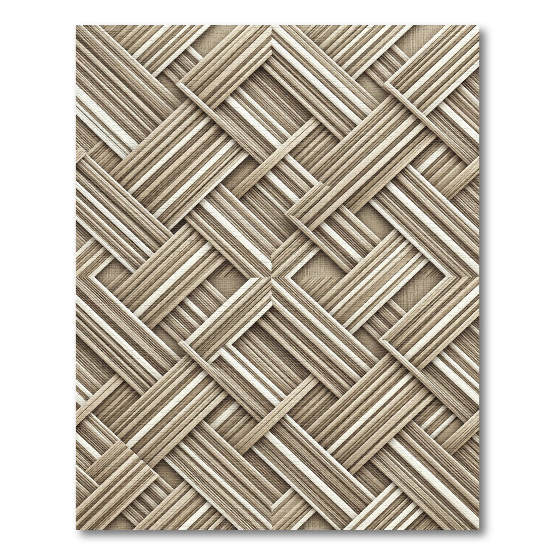 Neutral Woven Basketweave Geometric Texture Rug