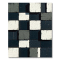 Monochrome Cracked Tile Checkered Rug