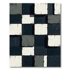 Monochrome Cracked Tile Checkered Rug