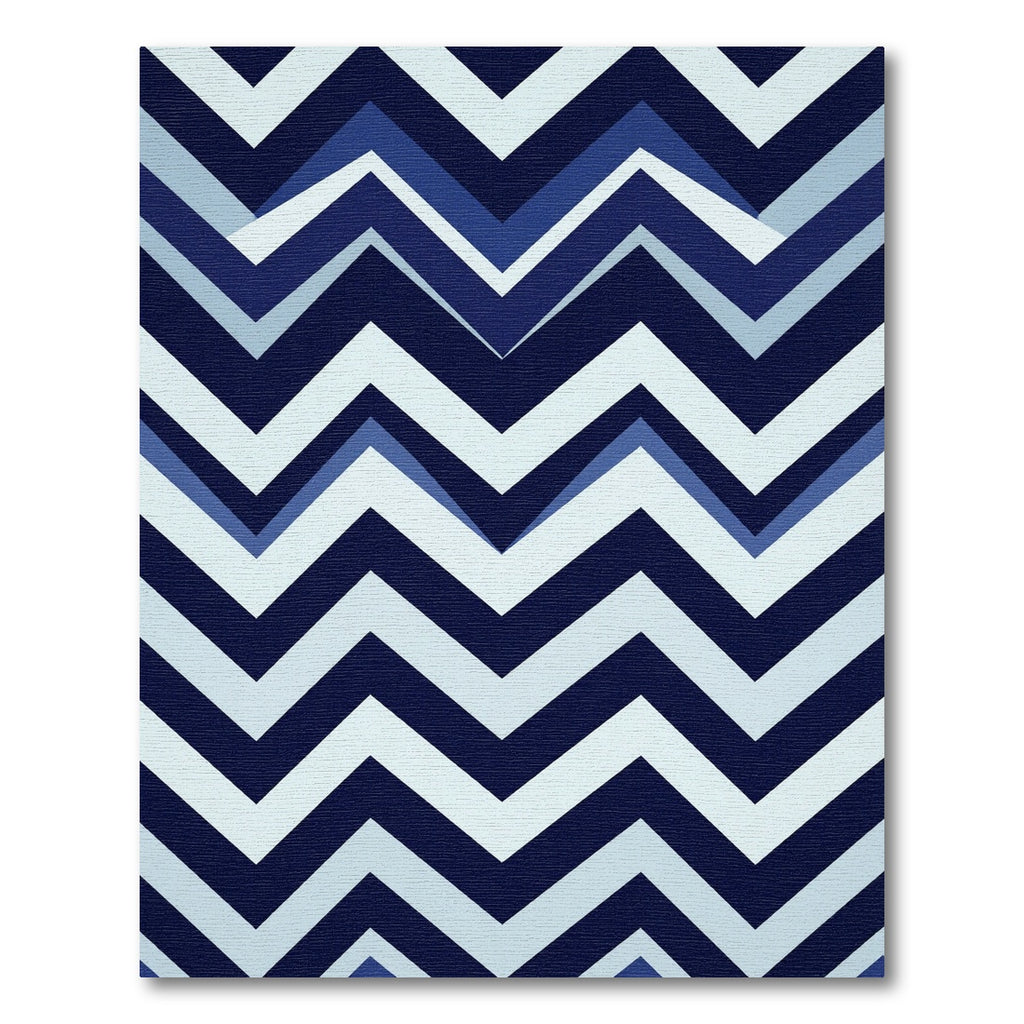 Modern Navy and Light Blue Chevron Rug