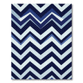 Modern Navy and Light Blue Chevron Rug