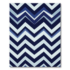 Modern Navy and Light Blue Chevron Rug