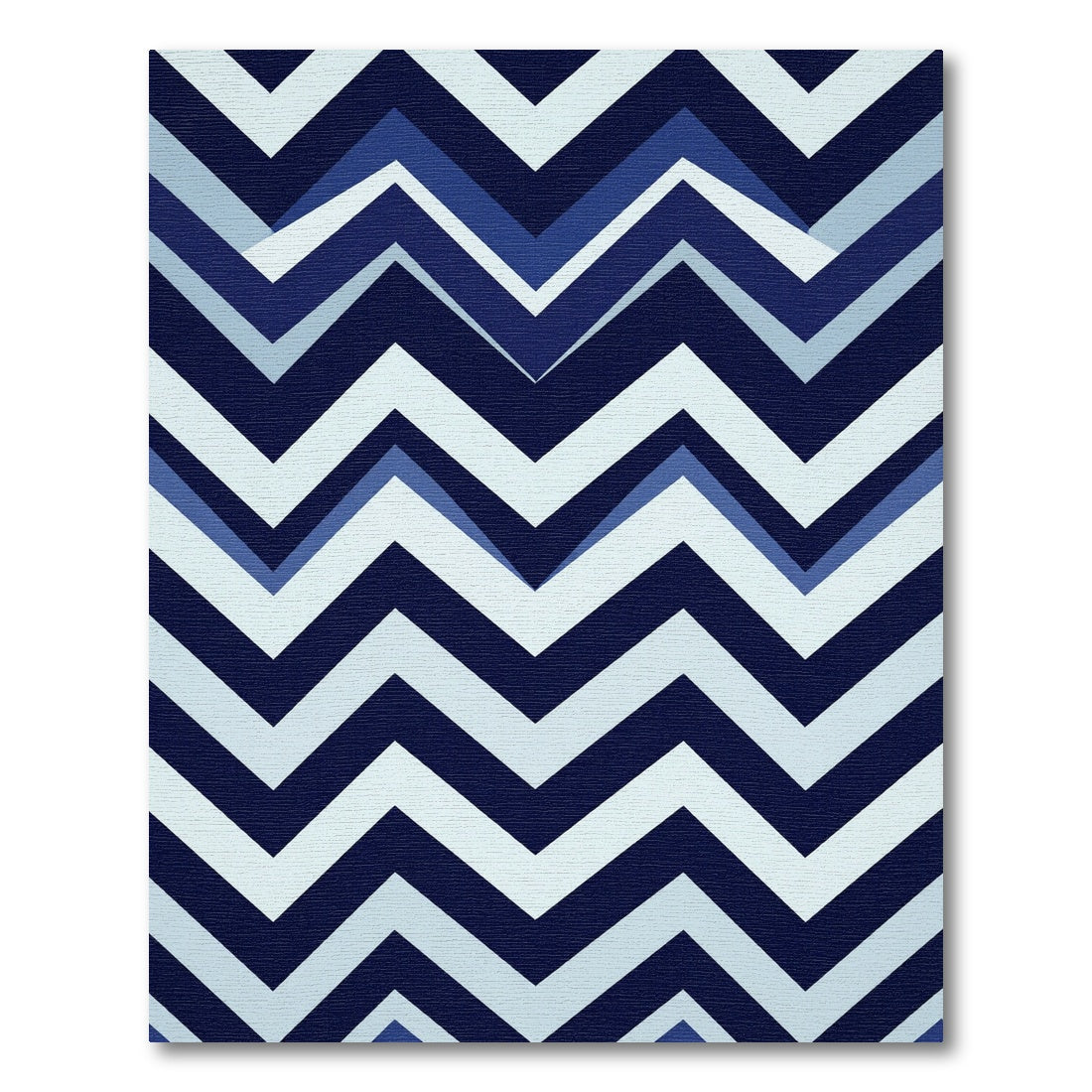 Modern Navy and Light Blue Chevron Rug