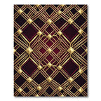 Art Deco Gold Lattice Burgundy Geometric Rug