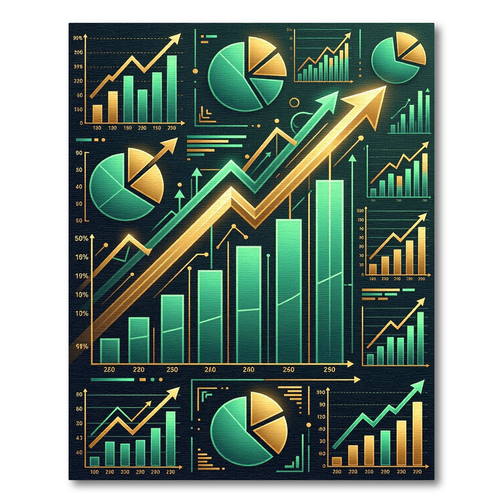 Modern Gold Financial Chart Graph Art Rug