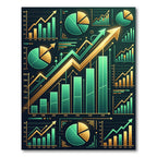 Modern Gold Financial Chart Graph Art Rug
