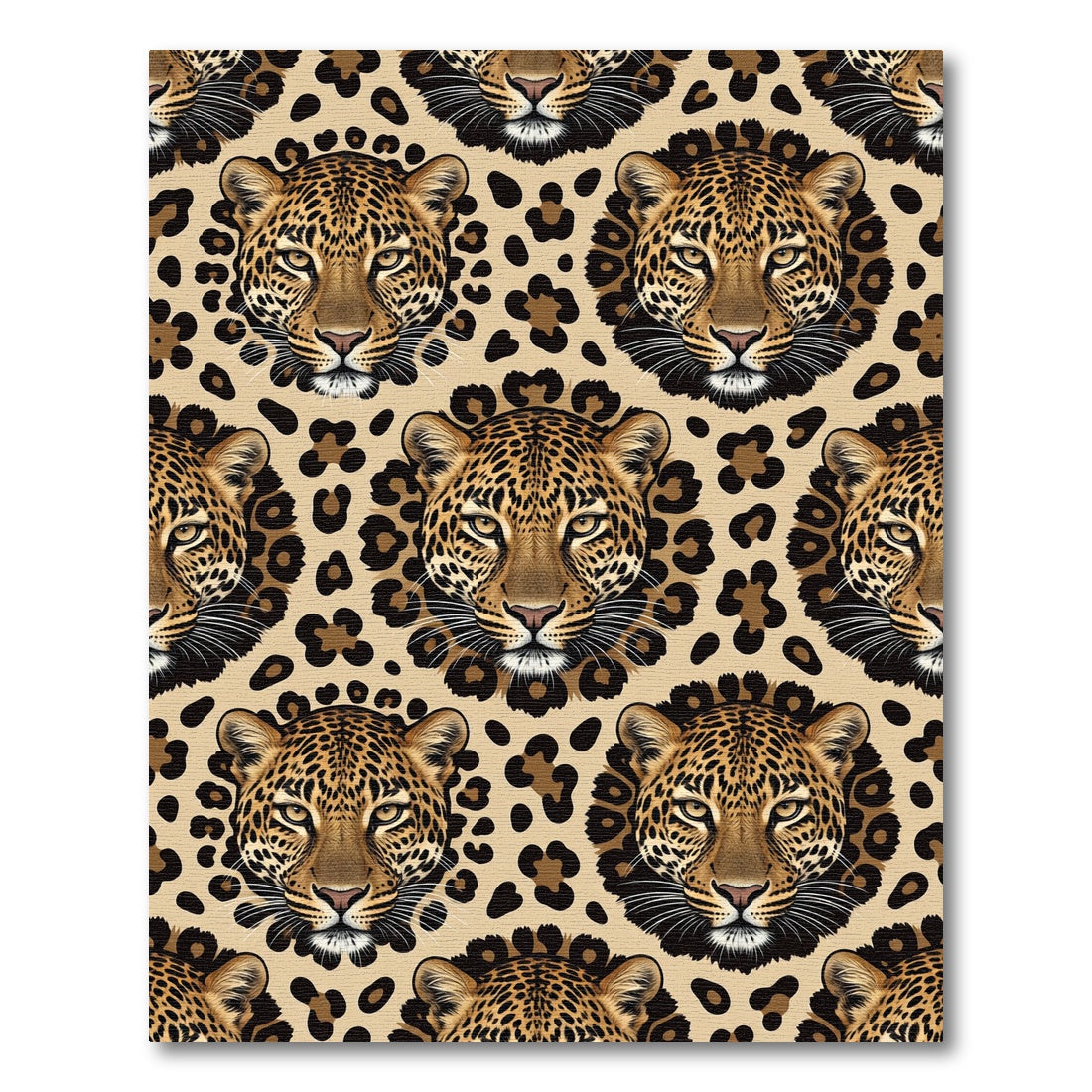Majestic Leopard Portrait Golden Spotted Backdrop Rug