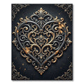 Ornate Gold Black Heart Filigree Rug