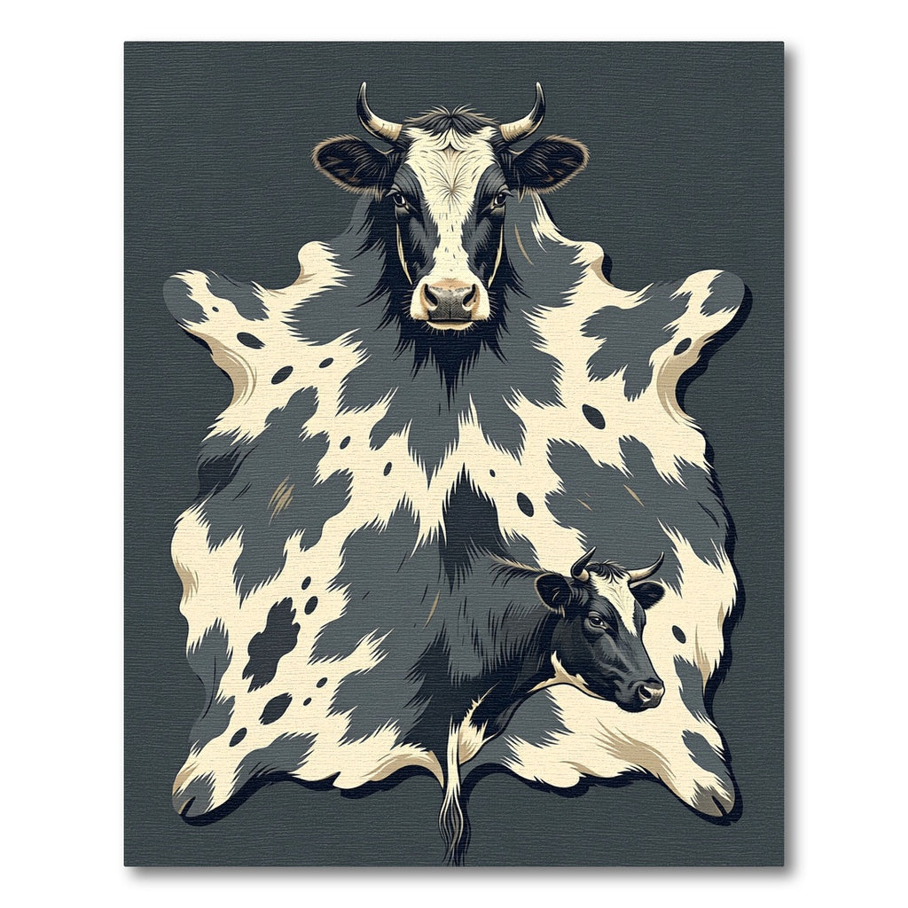 Monochrome Spotted Bovine Hide Art Rug