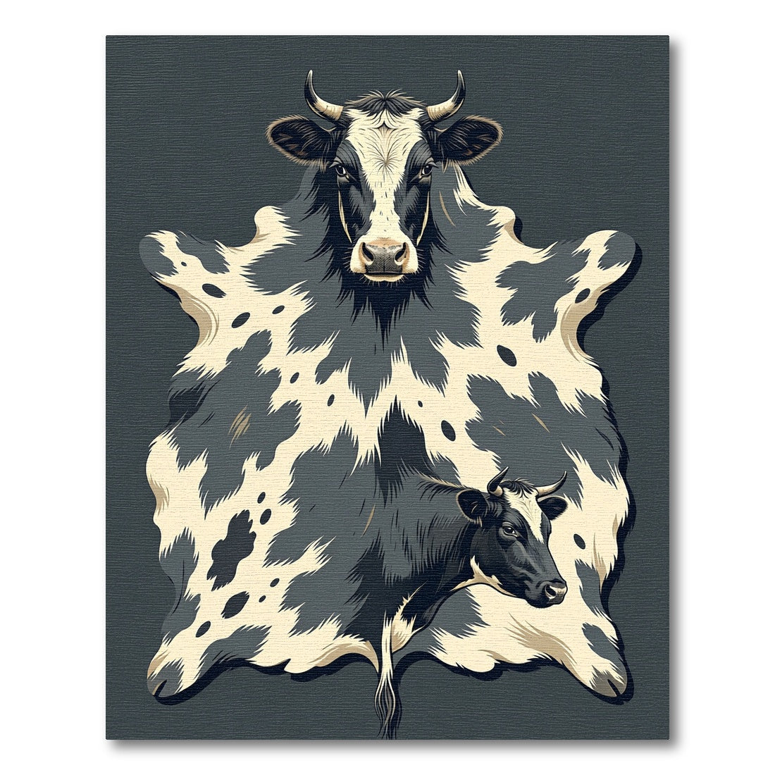 Monochrome Spotted Bovine Hide Art Rug