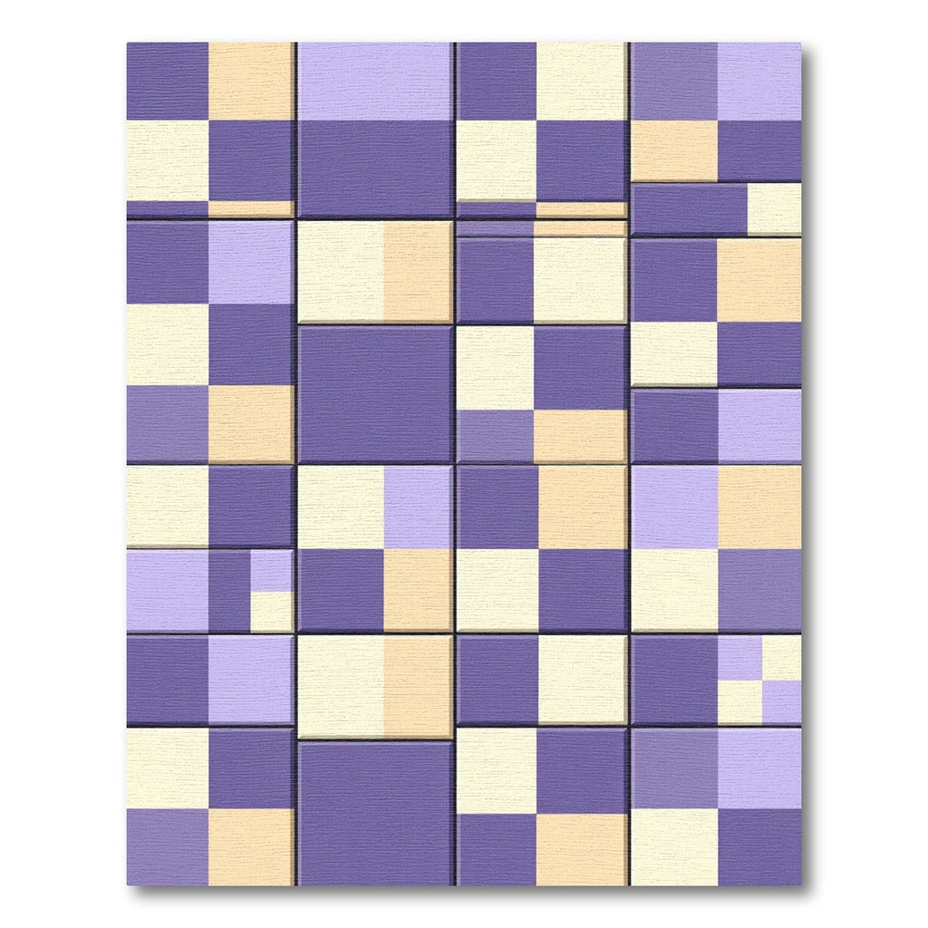 Purple Yellow Checkerboard Grid Arrangement Rug