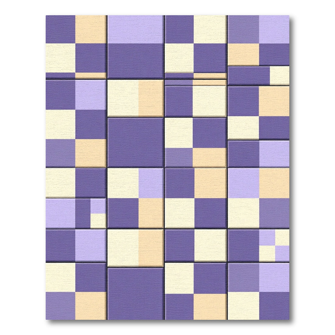 Purple Yellow Checkerboard Grid Arrangement Rug
