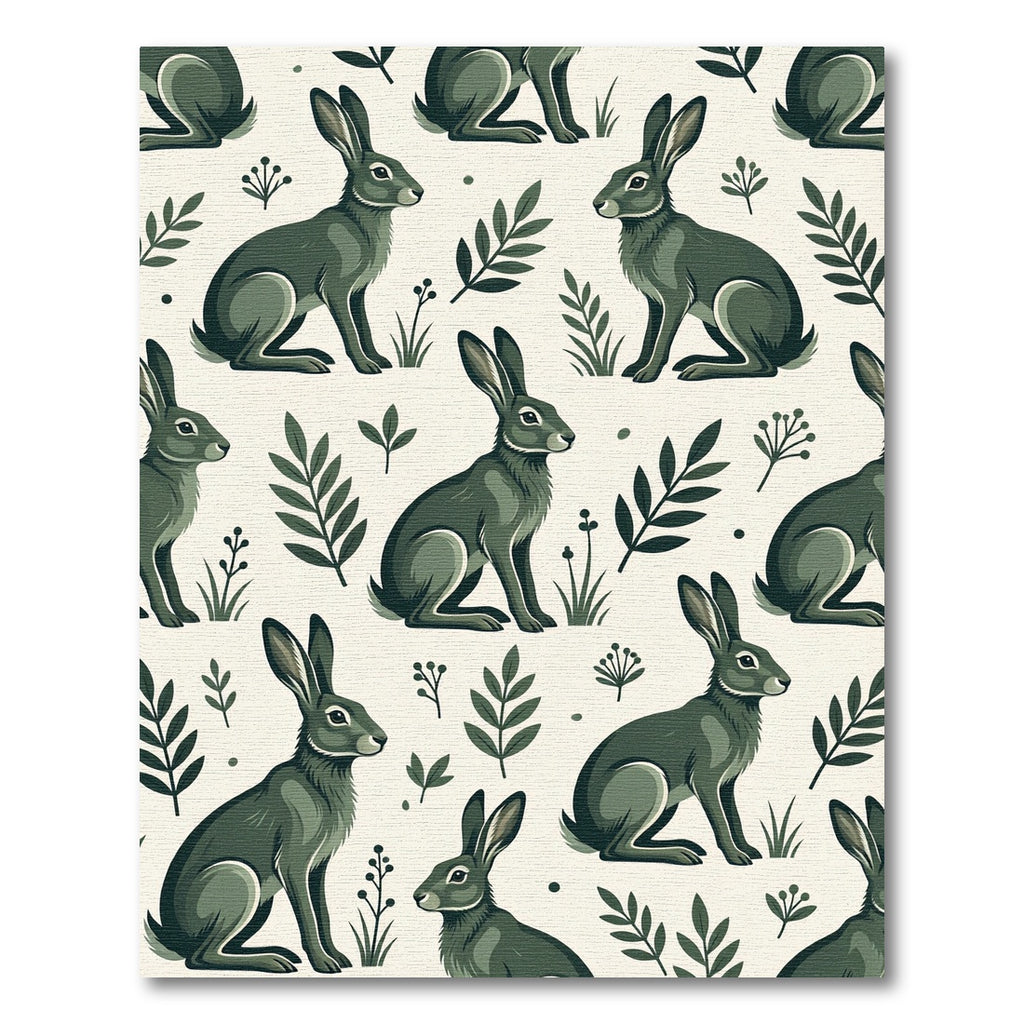 Sage Green Forest Hare Flora Rug