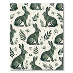Sage Green Forest Hare Flora Rug