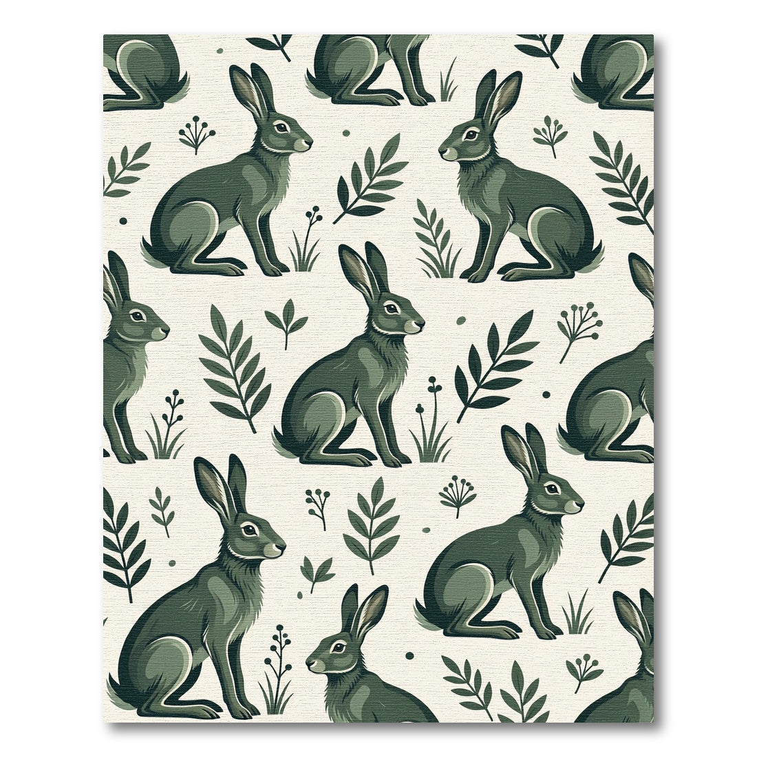 Sage Green Forest Hare Flora Rug