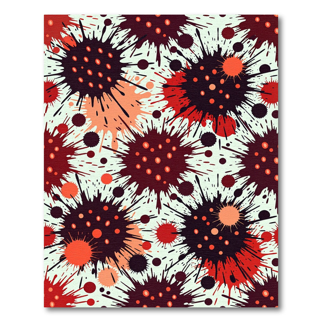 Crimson Orange Spiky Ink Splatter Rug
