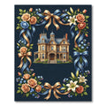 Elegant Victorian Estate Floral Ribbon Border Rug