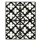 Black and White Gothic Quatrefoil Grid Rug