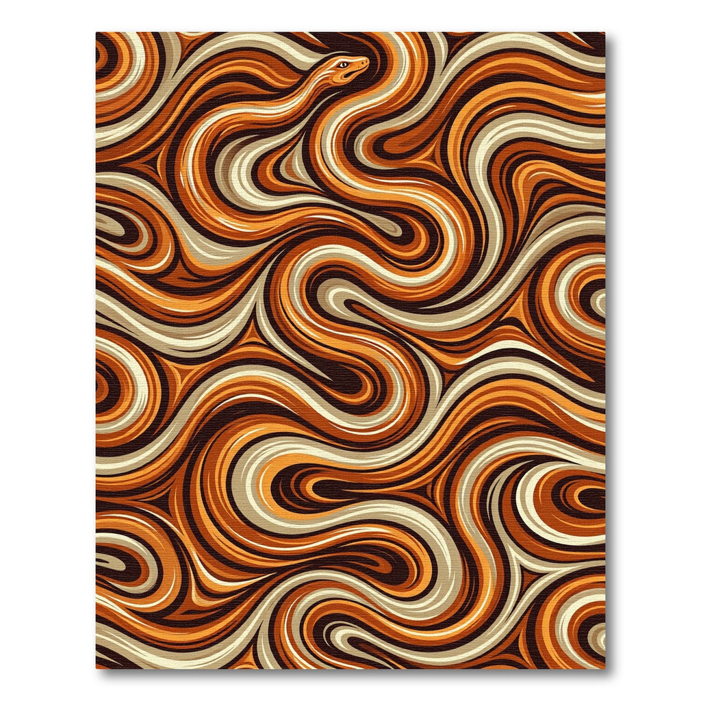 Golden Serpentine Swirl Earth Tone Area Rug