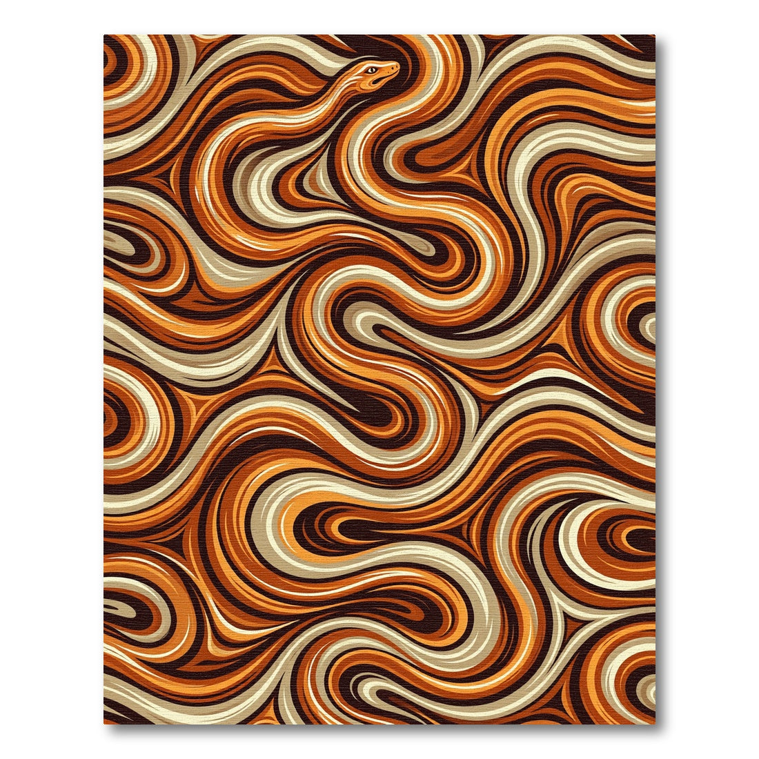 Golden Serpentine Swirl Earth Tone Area Rug